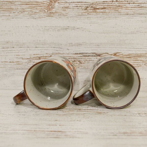 2 Vintage Handpainted Floral Speckled Mugs - Picture 4 of 4